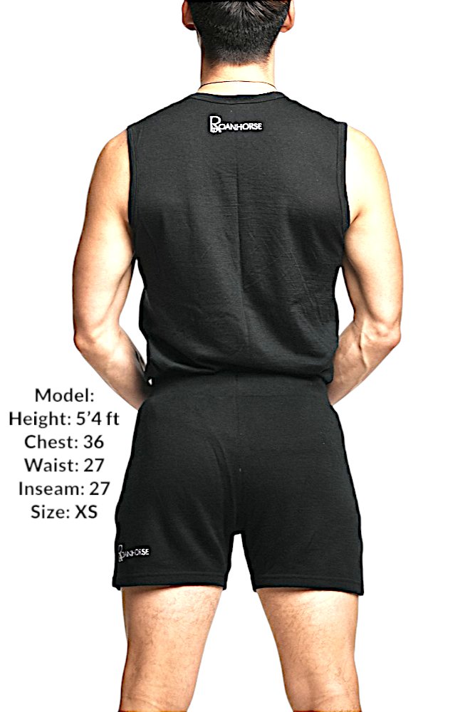Black 100% Merino Wool Shorts and Extra fine Merino Tank Top Set