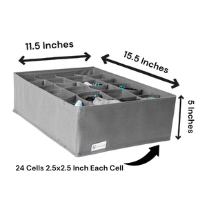 2-Pack Organize your socks, handkerchiefs, ties, and belts effortlessly with our Sock Drawer Organizer. 24-cell Grey. 11.5X15.5 inches