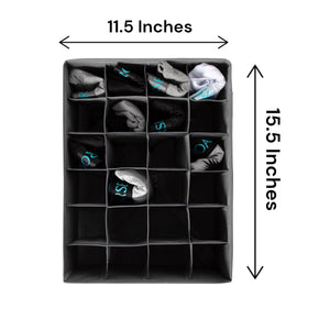2-Pack Organize your socks, handkerchiefs, ties, and belts effortlessly with our Sock Drawer Organizer. 24-cell Grey. 11.5X15.5 inches