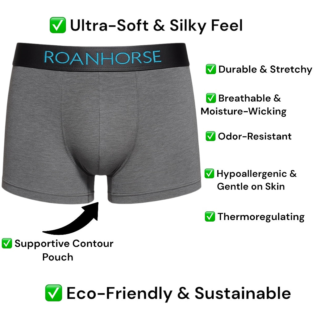 Grey Premium Men's Bamboo Underwear 3 Pack: Eco-Friendly Comfort for Every Day