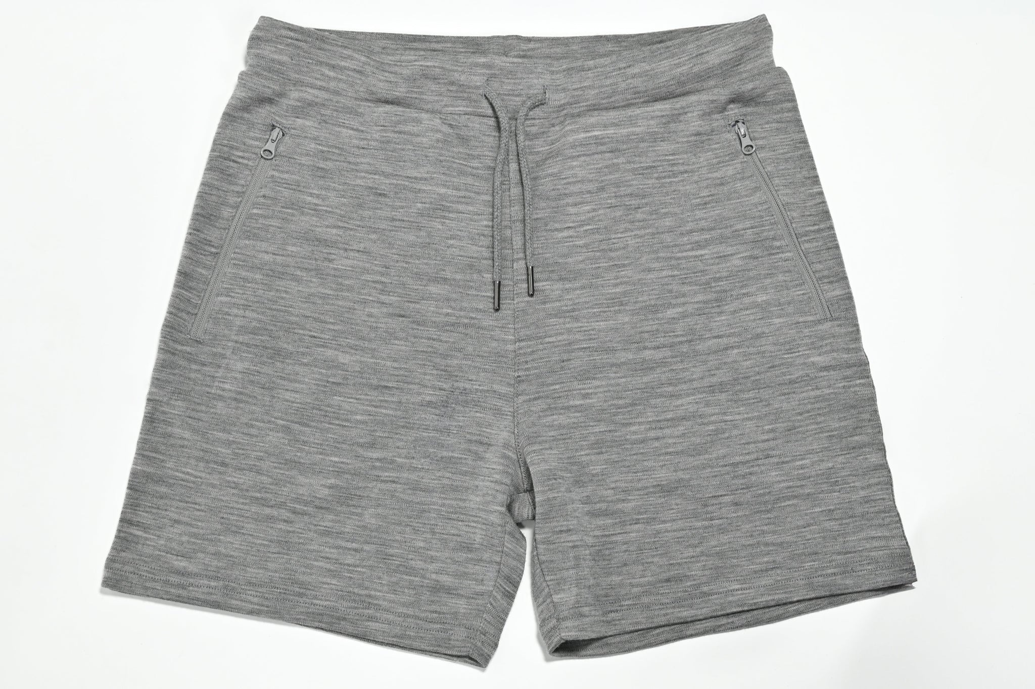 Charcoal grey merino wool shorts – lightweight, breathable performance wear for gym and travel