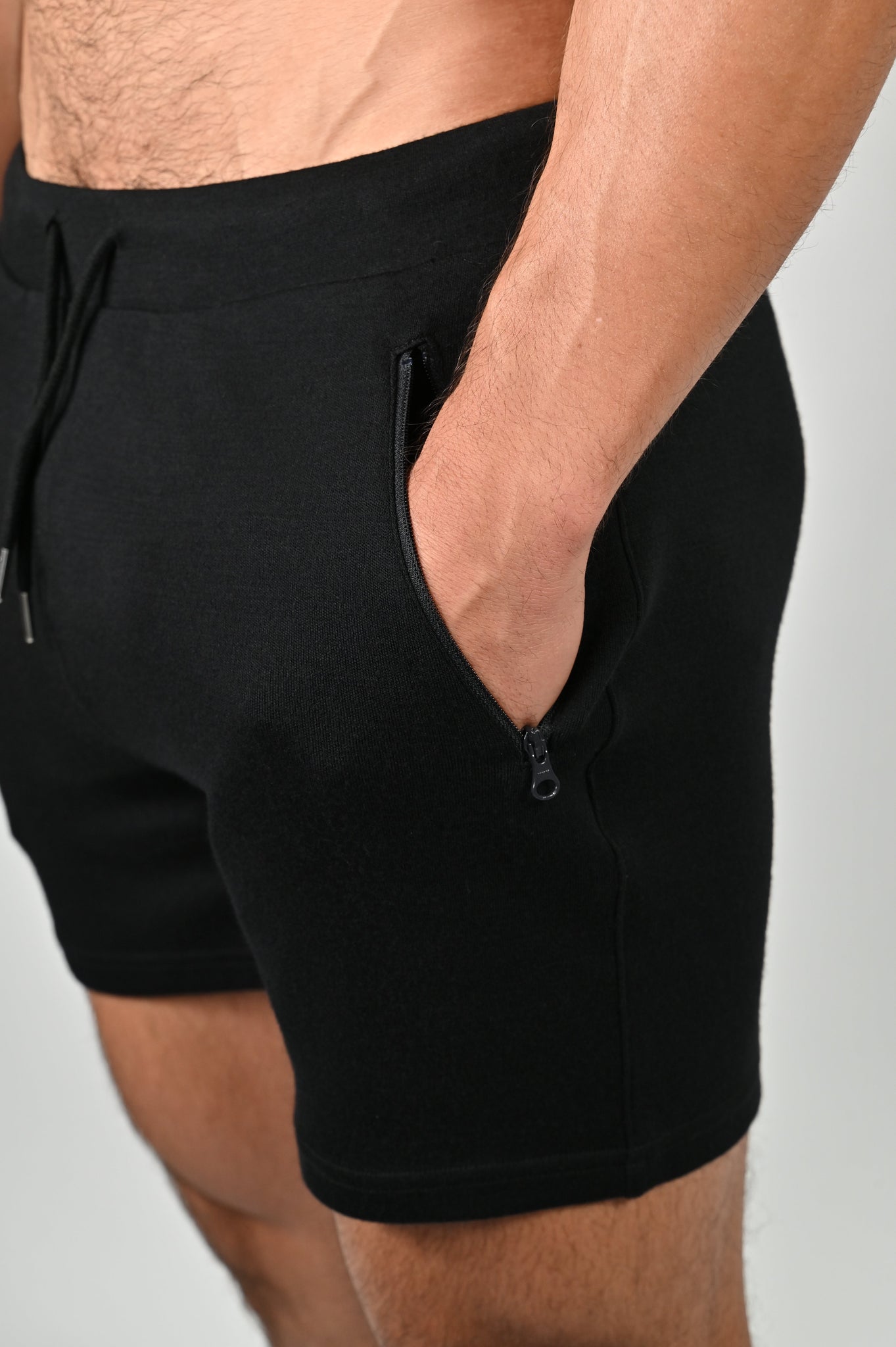 Black merino wool shorts – sustainable, odor-resistant activewear for gym, hiking, and travel