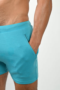 Teal merino wool shorts – eco-friendly, quick-dry active shorts for running, training, and everyday comfort