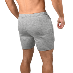 Charcoal grey merino wool shorts – lightweight, breathable performance wear for gym and travel