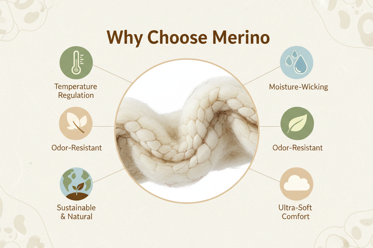 why choose merino, a compellign graphic about merino wool fiber