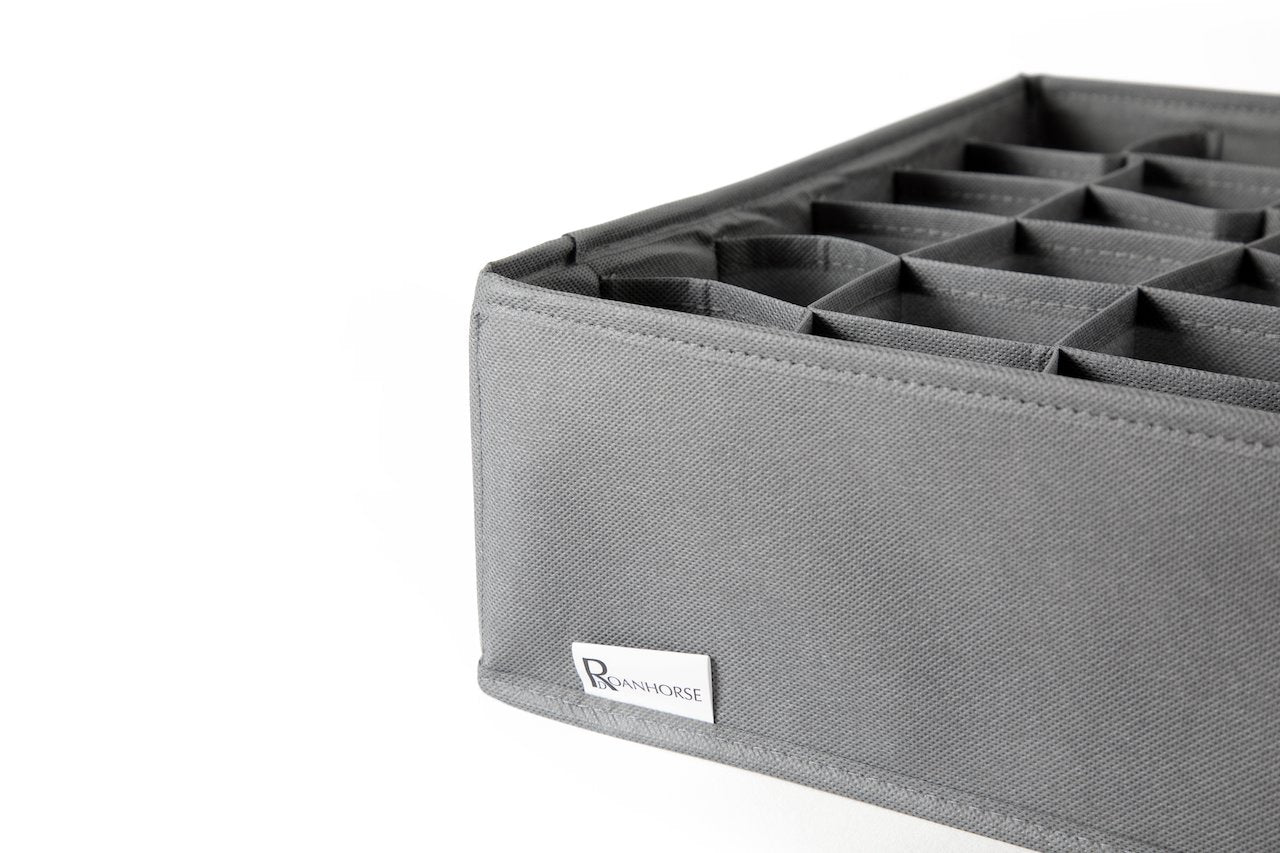 2-Pack Organize your socks, handkerchiefs, ties, and belts effortlessly with our Sock Drawer Organizer. 24-cell Grey. 11.5X15.5 inches