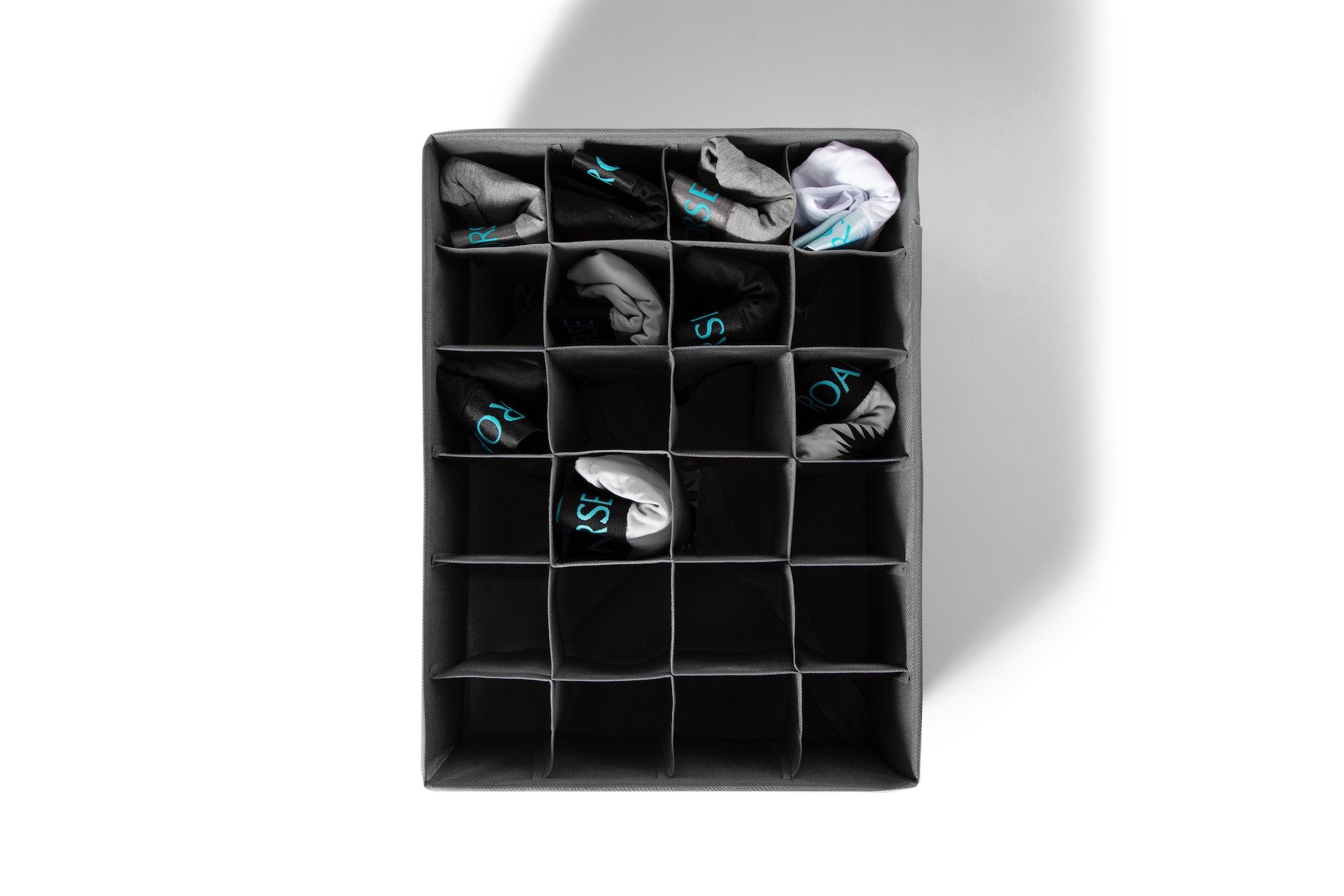 2-Pack Organize your socks, handkerchiefs, ties, and belts effortlessly with our Sock Drawer Organizer. 24-cell Grey. 11.5X15.5 inches